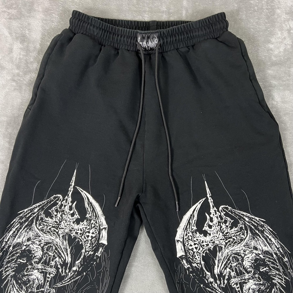 Breathe Divinity Sweatpants Mens Large Black Dragon Cross Fleece (Fits M & L) - Picture 2 of 9